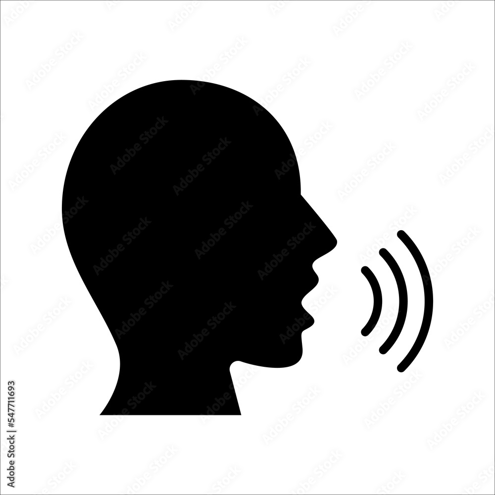Speaking icon. Talk person sign or symbol , man with open mouth and ... Speaking icon. Talk person sign or symbol , man with open mouth and ...